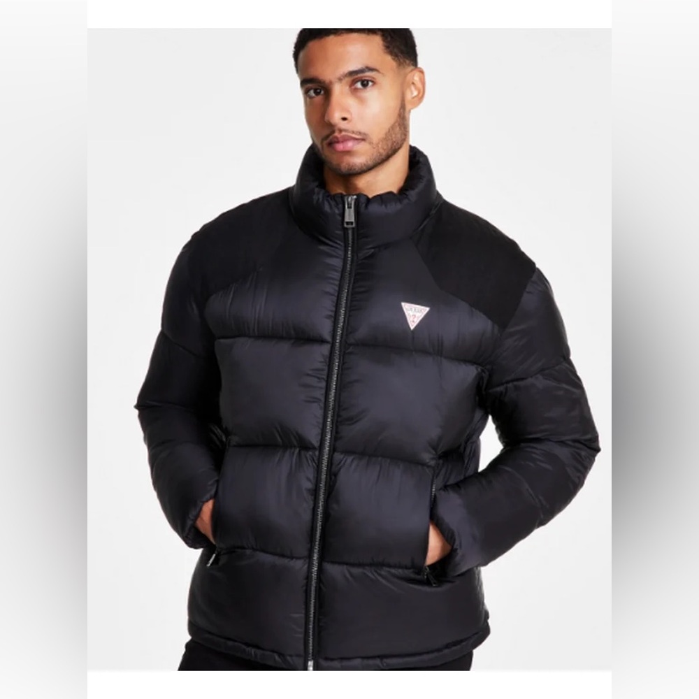 🖤Guess Men's Black Larry Fabric Block Puffer Jacket